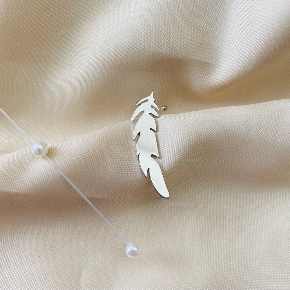 Feather Ear Cuff Metal Boho Chic Single - Picture 7 of 8
